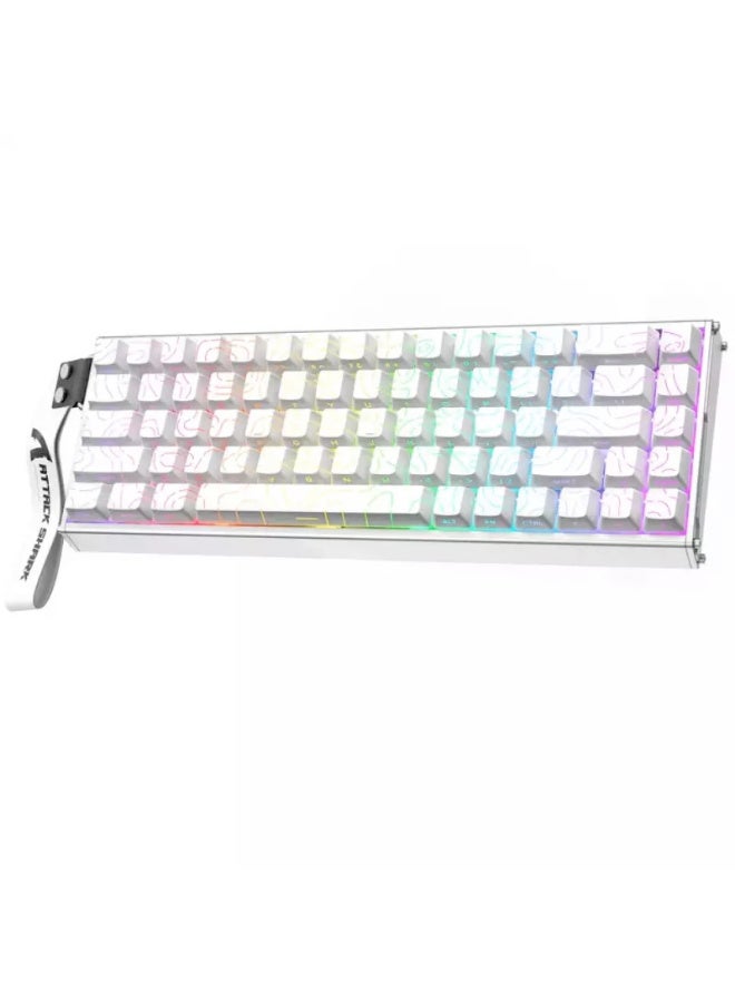 هجوم القرش ATTACK SHARK X68MAX HE Rapid Trigger CNC Aluminum Keyboard Magnetic Switch with C01Ultra RGB Coiled Cable 60% Wired 8KHz CNC Aluminum Magnetic Keyboard With 0.005mm RT Accuracy, Support RT/Snap Tap/DKS/MT/TGL  - White Contour - Image 1