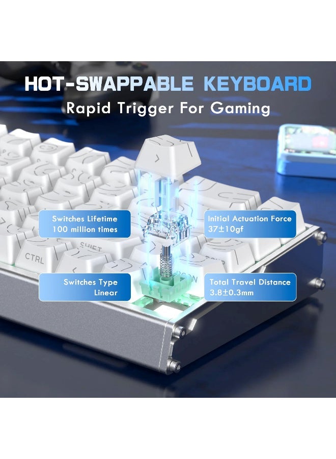 ATTACK SHARK X68MAX HE Rapid Trigger CNC Aluminum Keyboard Magnetic Switch with C01Ultra RGB 8KHz CNC Aluminum Magnetic Keyboard With 0.005mm RT Accuracy, Support RT/Snap Tap/DKS/MT/TGL  - White Contour - Image 5