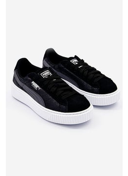 Women Suede Platform Safari Casual Shoes, Black