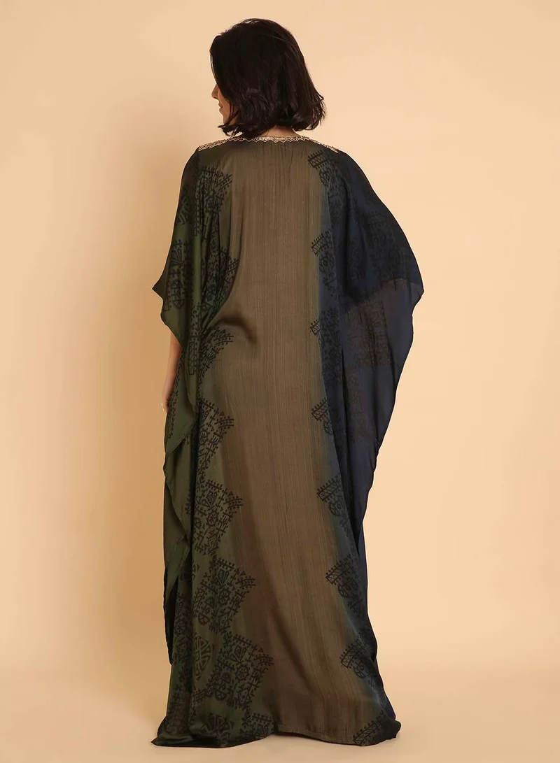 HANA & SARA Regal Ombre Kaftan Jalabiya Dress - Embellished Arabic Elegance