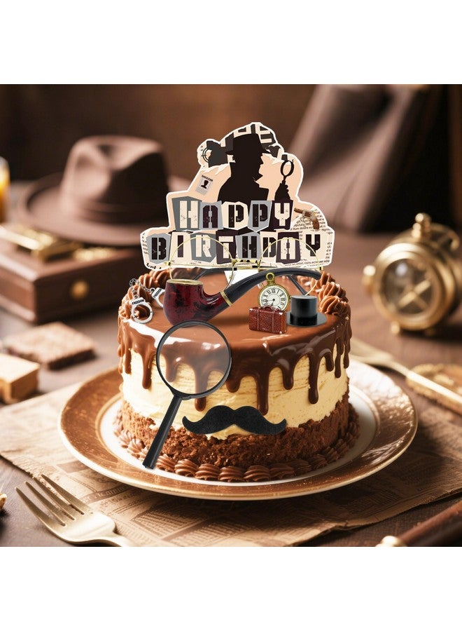 Knana 10Pcs Detective Cake Topper Detective Cake Decorations for Detective Theme Party Decorations Detective Birthday Party Supplies - Image 3