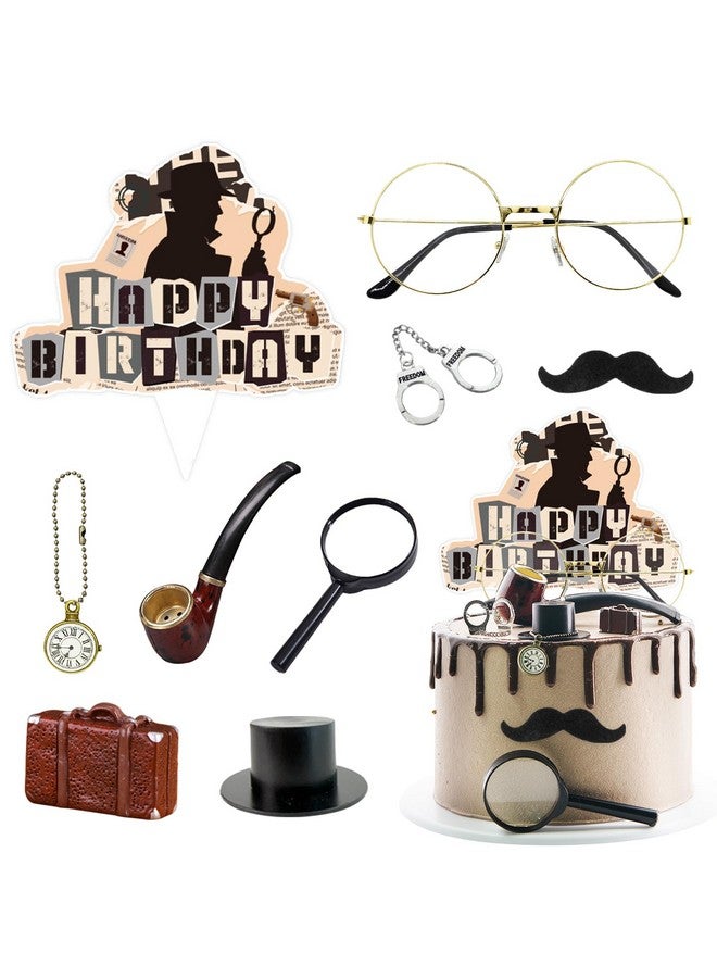 Knana 10Pcs Detective Cake Topper Detective Cake Decorations for Detective Theme Party Decorations Detective Birthday Party Supplies - Image 1