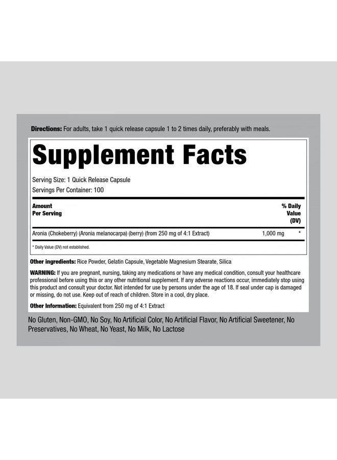 Piping Rock كبسولات بايبينغ روك من توت الأرونيا | 1000 ملغ | 100 حبة | مستخلص عشبة الشوكبيري | مركز مكملات غذائية | خالي من الكائنات المعدلة وراثيًا، خالي من الغلوتين - Image 2