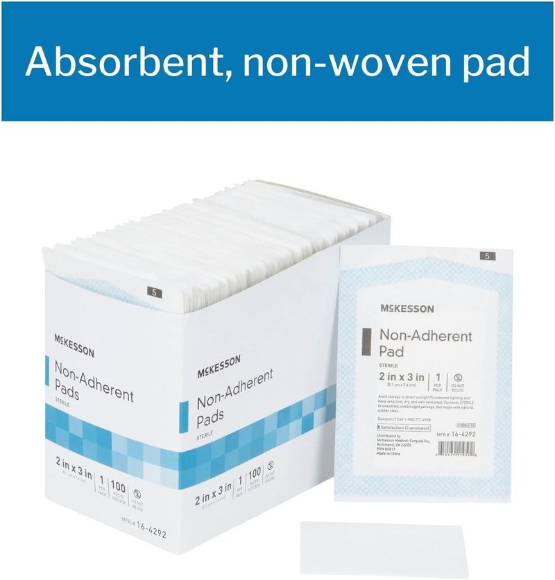 McKesson NonAdherent Dressing Pads Sterile NylonPolyester 2 in x 3 in 100 Count 1 Pack - Image 3