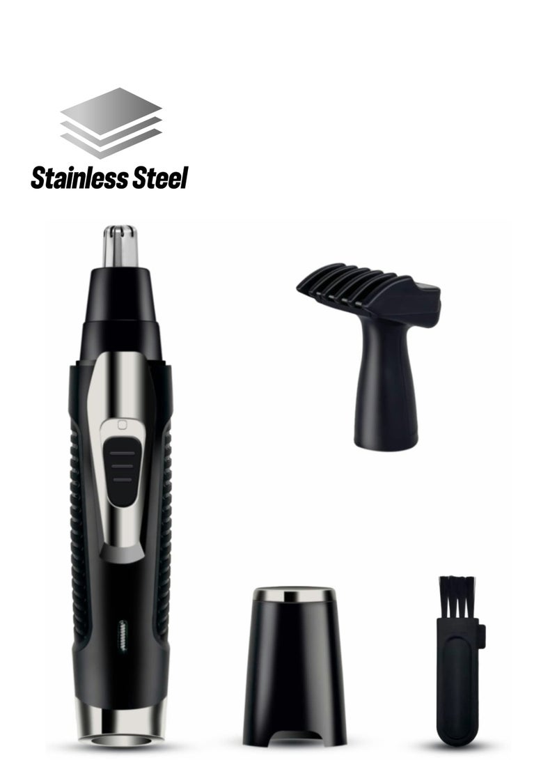 KASTWAVE Nose Hair Trimmer and Ear Hair Trimmer, Professional Painless Eyebrow & Facial Hair Trimmer for Men Women, Battery-Operated Trimmer, Dual Edge Blades for Easy Cleansing (Black) - Image 1