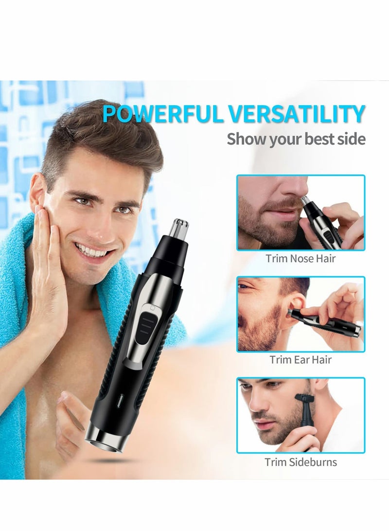 KASTWAVE Nose Hair Trimmer and Ear Hair Trimmer, Professional Painless Eyebrow & Facial Hair Trimmer for Men Women, Battery-Operated Trimmer, Dual Edge Blades for Easy Cleansing (Black) - Image 4