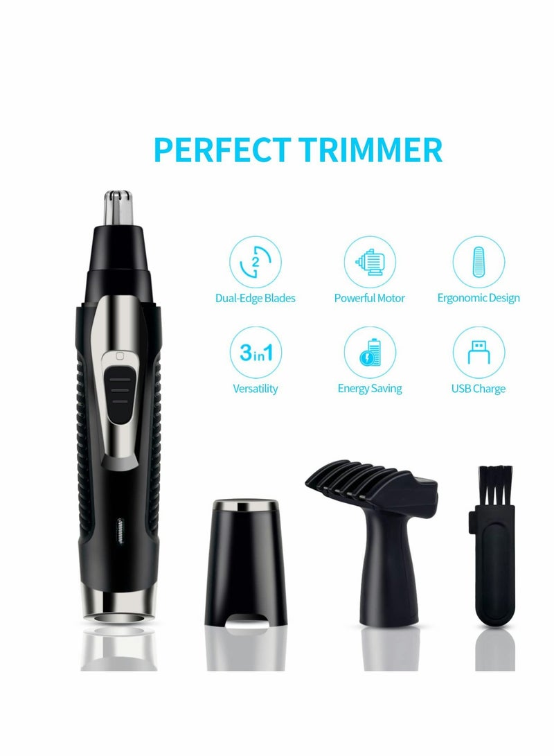 KASTWAVE Nose Hair Trimmer and Ear Hair Trimmer, Professional Painless Eyebrow & Facial Hair Trimmer for Men Women, Battery-Operated Trimmer, Dual Edge Blades for Easy Cleansing (Black) - Image 5
