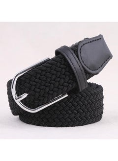 Generic Stretch Belt Black-Braided Canvas Woven Elastic Stretch Belts for Men/Women/Junior-black- Woven Stretch Belt  - Image 1