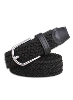 Generic Stretch Belt Black-Braided Canvas Woven Elastic Stretch Belts for Men/Women/Junior-black- Woven Stretch Belt  - Image 2