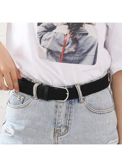 Generic Stretch Belt Black-Braided Canvas Woven Elastic Stretch Belts for Men/Women/Junior-black- Woven Stretch Belt  - Image 4