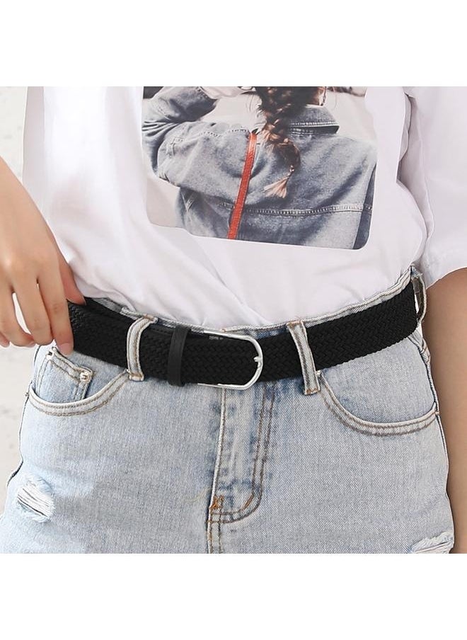 Generic Stretch Belt Black-Braided Canvas Woven Elastic Stretch Belts for Men/Women/Junior-black- Woven Stretch Belt  - Image 4