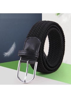 Generic Stretch Belt Black-Braided Canvas Woven Elastic Stretch Belts for Men/Women/Junior-black- Woven Stretch Belt  - Image 5