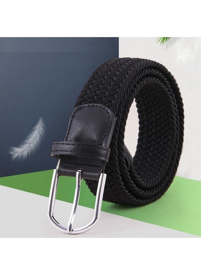 Generic Stretch Belt Black-Braided Canvas Woven Elastic Stretch Belts for Men/Women/Junior-black- Woven Stretch Belt  - Image 5
