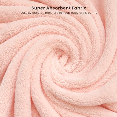 Konssy 2Pack Hooded Baby Towels 32 32 Soft Absorbent Plush Fleece Cute Animal Hood Baby Bath Towels for Newborns Toddlers Boys Girls - Image 3