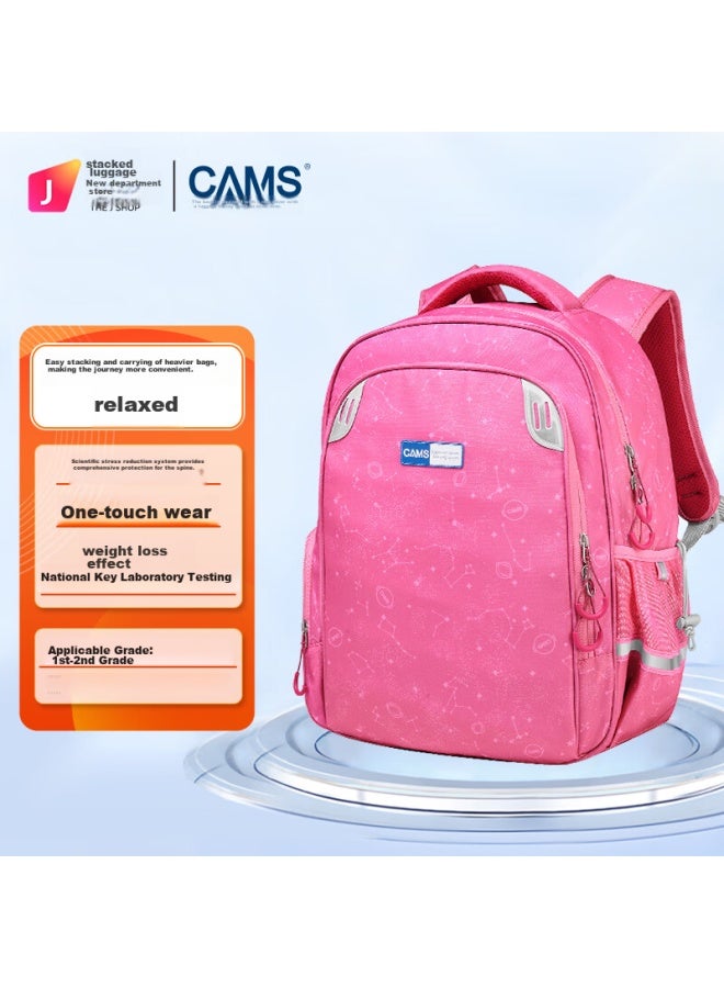 Cams Suspended Weight Reduction Backpack For Preschool To First Grade, Lightweight Spine Protection And Load Reduction Children's Schoolbag, Starry Sky Pink, S03212s - Image 1