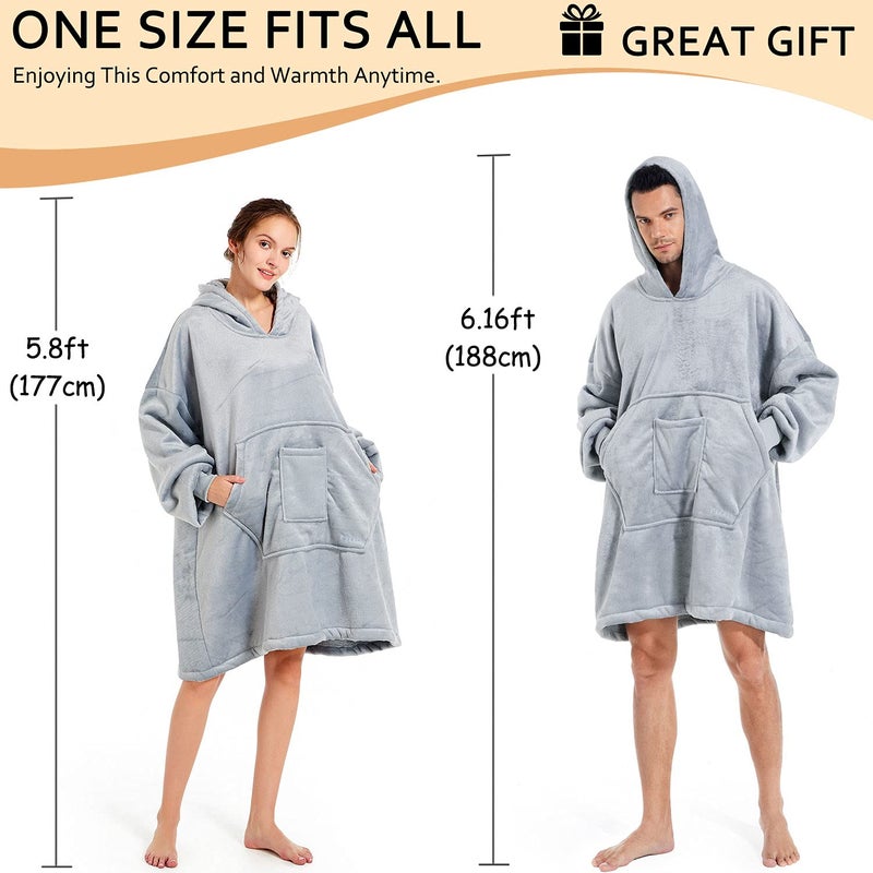 REDESS Blanket Hoodie Sweatshirt, Wearable Blanket Oversized Sherpa with Sleeves and Giant Pocket, Cozy Hoodie for Adult Kids - Image 5