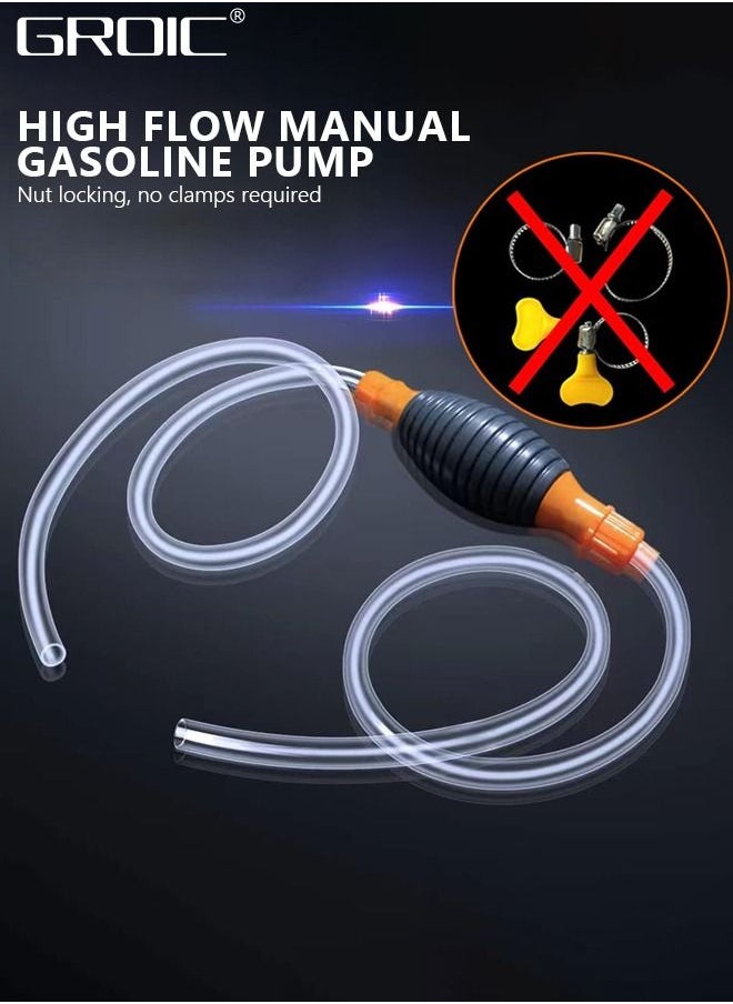 GROIC 3M Siphon Pump, Water & Fuel Transfer Pump Siphon, Enlarged Caliber Siphon Fuel Hand Pump for Gasoline, Oil, Diesel & Water with Hoses, Pinch Clips, Hose Retainer  - Image 5