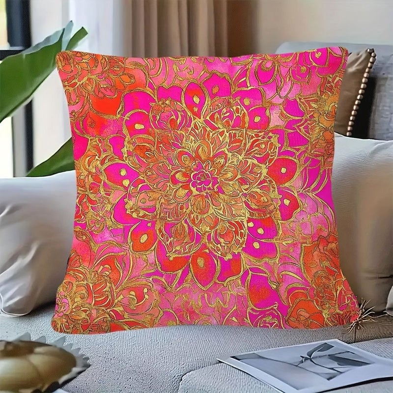 18x18 Double Sided Mandala Pillow Cover Zipper Closure Machine Washable Nordic Style - Image 4