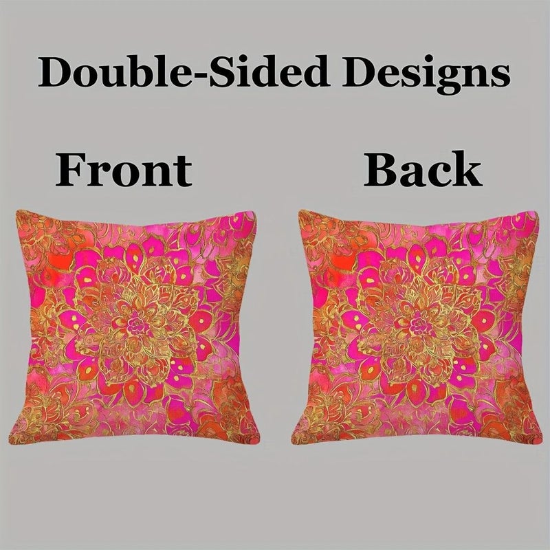 18x18 Double Sided Mandala Pillow Cover Zipper Closure Machine Washable Nordic Style - Image 2