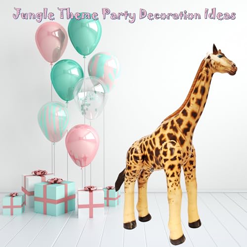 Jet Creations جيِت كرييشنز زرافة قابلة للنفخ 36" ع × 24" ط – لعبة حيوان قابلة للنفخ للأطفال 3+ – حفلة سفاري، عيد ميلاد، عطلة وهالوين ديكور، عرض في الفناء، لعب في المسبح وVBS، بلون تان مع بقع بنية، قطعة واحدة - Image 2