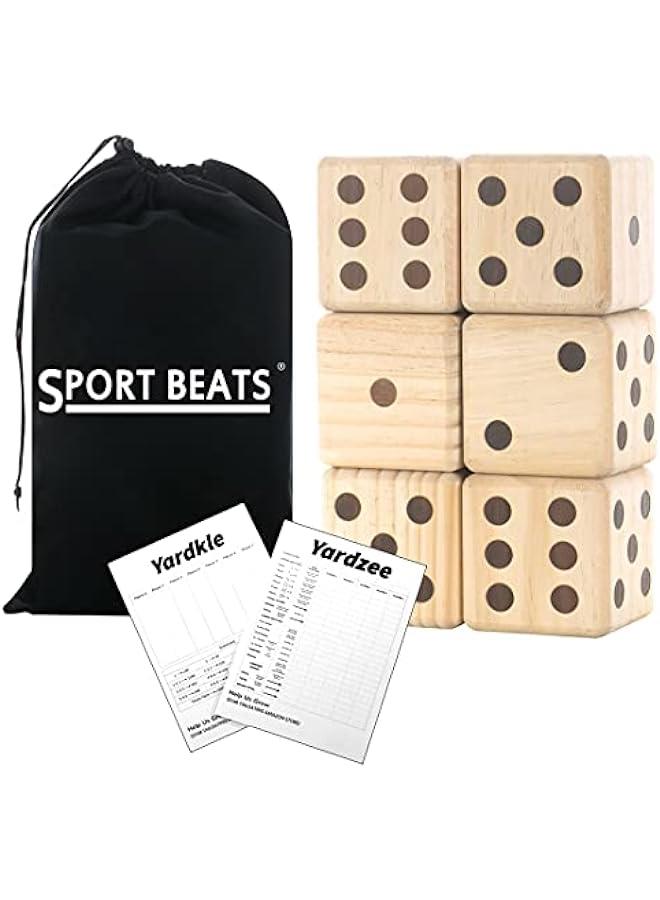 Giant Wooden Yard Dice, Outdoor Games Set of 6 with Two Games - Image 1