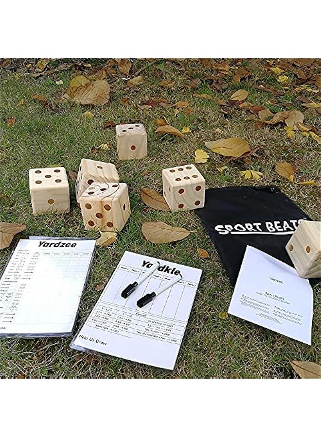 Giant Wooden Yard Dice, Outdoor Games Set of 6 with Two Games - Image 3