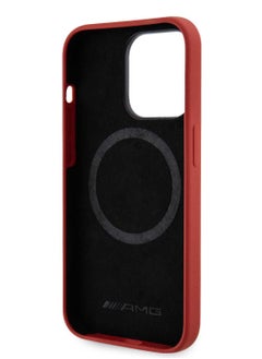 AMG iPhone 15 Pro Max Case MagSafe Silicone Back Cover with Vertical AMG Logo Pattern / Slim Profile / Easy Snap-On - Red  - Image 4