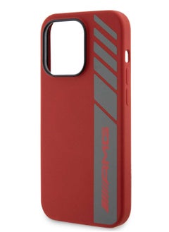 AMG iPhone 15 Pro Max Case MagSafe Silicone Back Cover with Vertical AMG Logo Pattern / Slim Profile / Easy Snap-On - Red  - Image 3