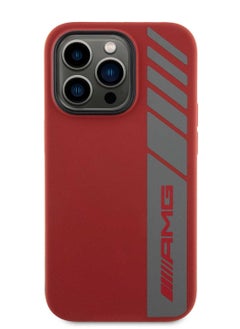 AMG iPhone 15 Pro Max Case MagSafe Silicone Back Cover with Vertical AMG Logo Pattern / Slim Profile / Easy Snap-On - Red  - Image 1