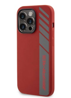 AMG iPhone 15 Pro Max Case MagSafe Silicone Back Cover with Vertical AMG Logo Pattern / Slim Profile / Easy Snap-On - Red  - Image 5