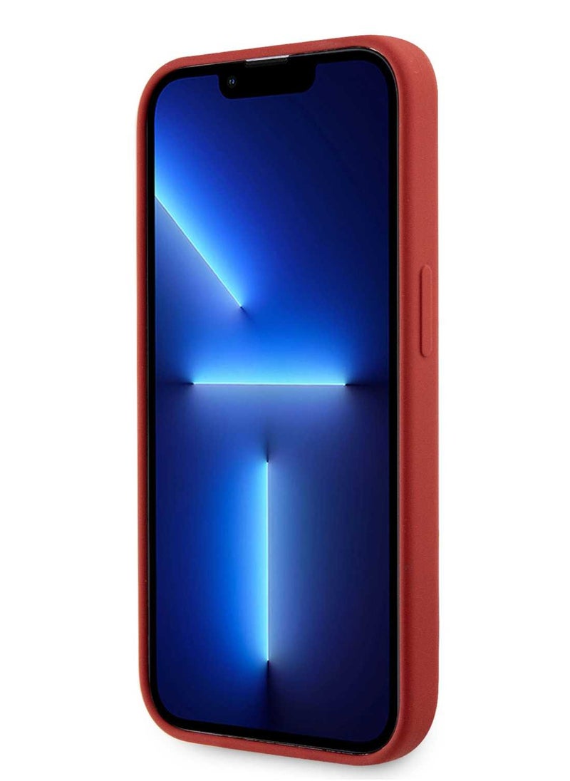 AMG - iPhone 15 Pro Max Case MagSafe Silicone Back Cover with Vertical AMG Logo Pattern / Slim Profile / Easy Snap-On - Red - Image 1