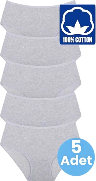 Tezzgelsin Women's High Waist 100% Cotton 5-Pack Ribbed Bato Panties Women's 5-Pack Panties
