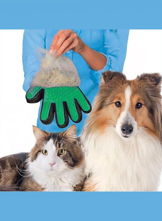 MARGOUN Five Finger Pet Gentle Shedding Brushes Cat Hair Remover Gloves Dog Grooming Washing Gloves Green  - Image 3