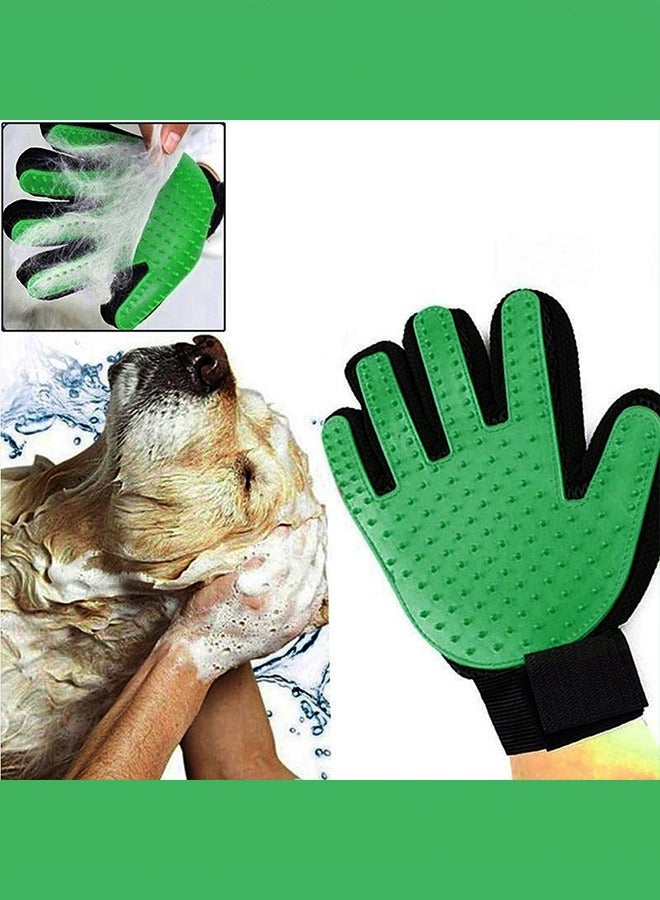 MARGOUN Five Finger Pet Gentle Shedding Brushes Cat Hair Remover Gloves Dog Grooming Washing Gloves Green  - Image 4