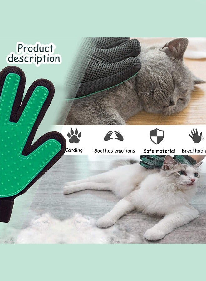 MARGOUN Five Finger Pet Gentle Shedding Brushes Cat Hair Remover Gloves Dog Grooming Washing Gloves Green  - Image 5