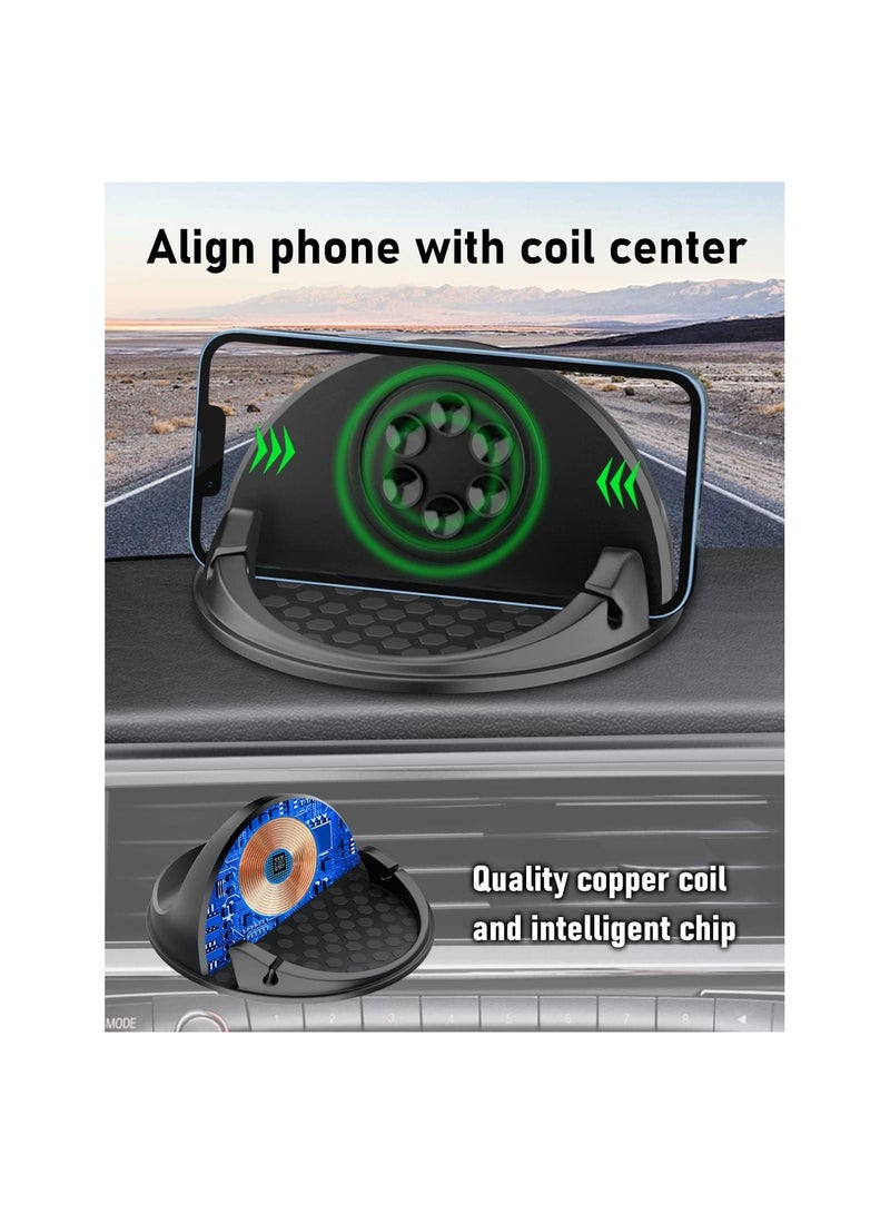 SOLARAE 15W Wireless Car Charger & Dashboard Phone Holder, Fast Qi Charging for iPhone 14/13/12/11 Pro Max, XR, SE & Samsung S23/S22/S21 Ultra - Non-Slip Design (1 Pack) - Image 5
