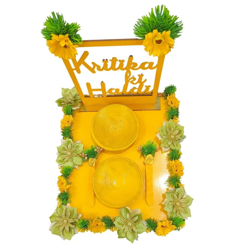 Unique Palette Beautiful Haldi Ceremony Platter Wedding Haldi Thali Decoration Platter Wedding Haldi Platter Wedding Haldi Platter Marriage Decor Haldi Platter Haldi Trays - Image 4