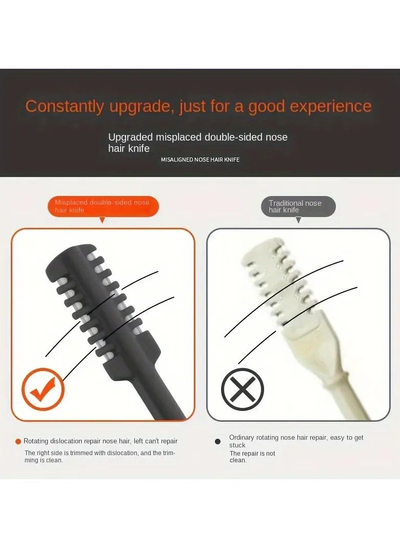 LANGMANNI 2pcs Abulun's 3rd Generation Misaligned Double-Sided Blade Nose Hair Trimmer: Battery-Free, Fragrance-Free, Stainless Steel Blade, Suitable for Beards and Mustaches  - Image 5