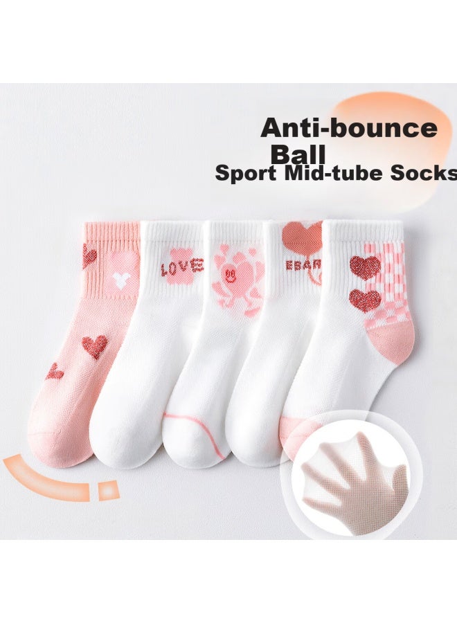 Yimian Children's Socks Girls Summer Thin Section Thin Cotton Mid-tube Socks Breathable Baby Big Children 8 Pairs - Image 2