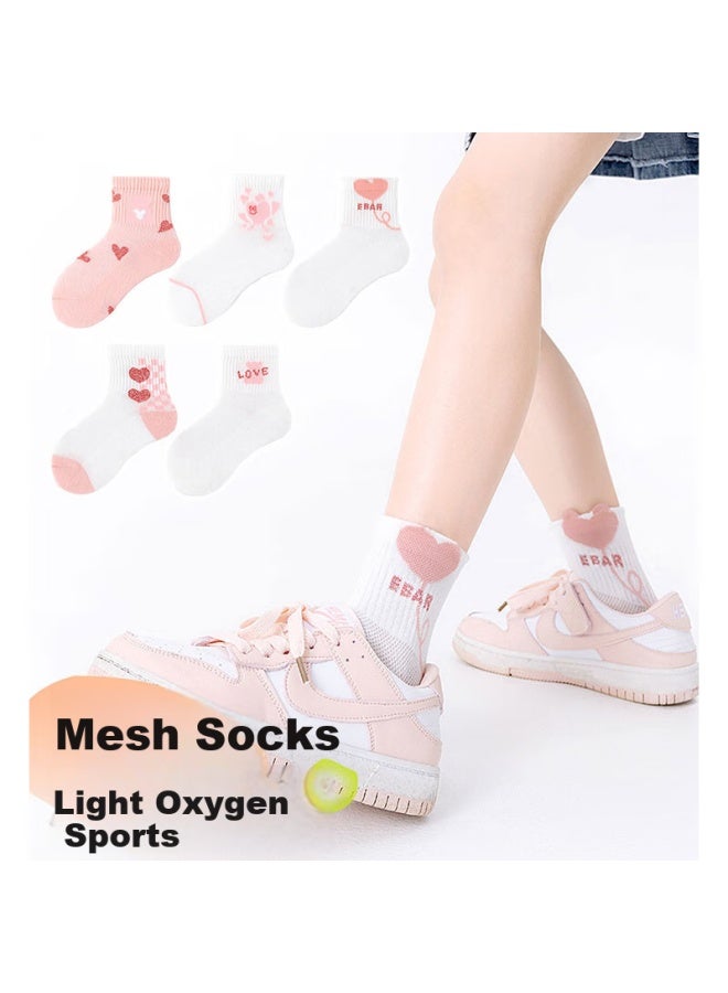 Yimian Children's Socks Girls Summer Thin Section Thin Cotton Mid-tube Socks Breathable Baby Big Children 8 Pairs - Image 3