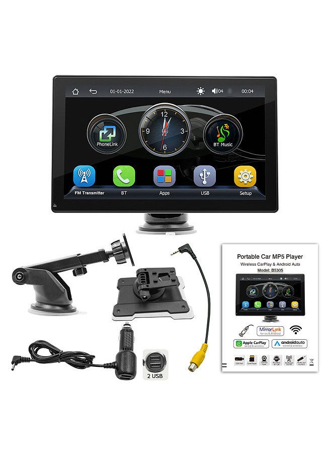 Generic - 9in Multi-language Car BT MP5 Player Multifunctional Car Audio and Video Player Auto Multi-media Player Suction Cup Type Radio Receiver - Image 1