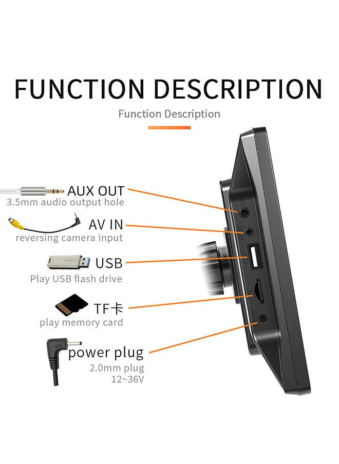 Generic - 9in Multi-language Car BT MP5 Player Multifunctional Car Audio and Video Player Auto Multi-media Player Suction Cup Type Radio Receiver - Image 1