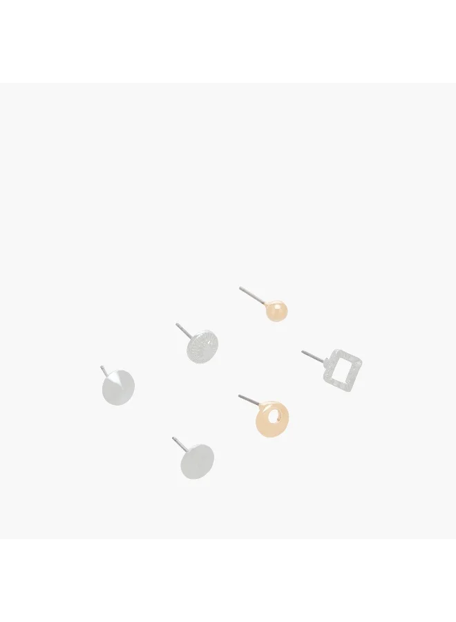 LIFESTYLE Pack of 6 Stud Earrings with Pushback Closure