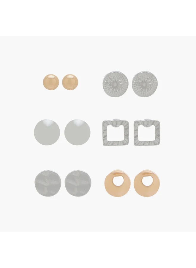 LIFESTYLE Pack of 6 Stud Earrings with Pushback Closure