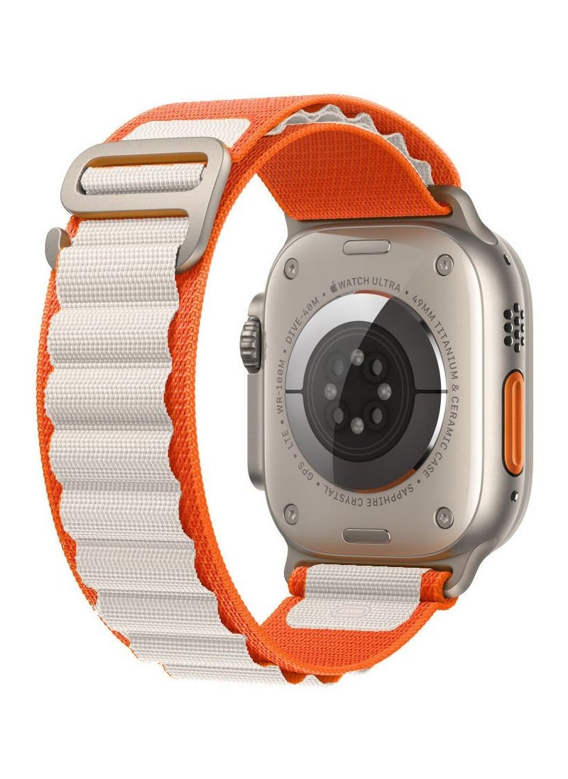 CATANES Alpine Loop Band 49mm 45mm 44mm for Apple Watch Series Ultra/8/SE/7/6/5/4/3/2/1 Nylon Woven Textile Loop Sport Strap Wristband Orange/White  - Image 1