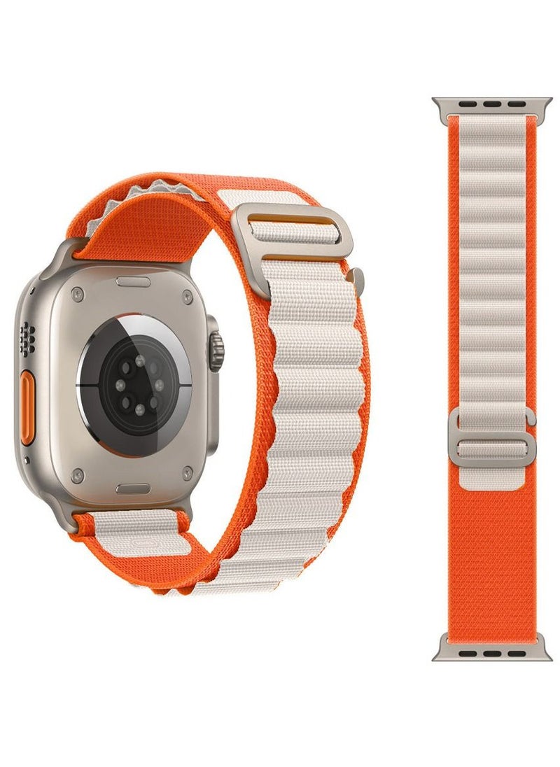 CATANES Alpine Loop Band 49mm 45mm 44mm for Apple Watch Series Ultra/8/SE/7/6/5/4/3/2/1 Nylon Woven Textile Loop Sport Strap Wristband Orange/White  - Image 5