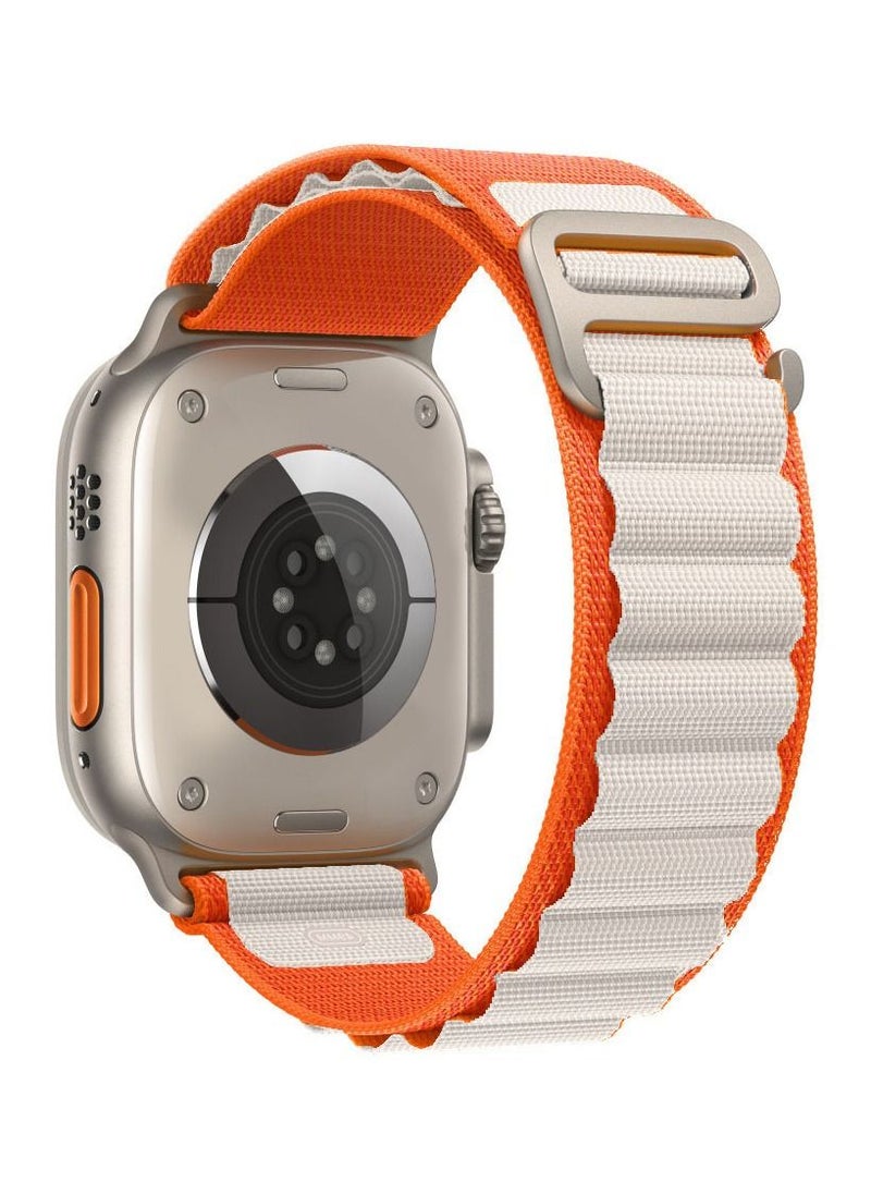 CATANES Alpine Loop Band 49mm 45mm 44mm for Apple Watch Series Ultra/8/SE/7/6/5/4/3/2/1 Nylon Woven Textile Loop Sport Strap Wristband Orange/White  - Image 4