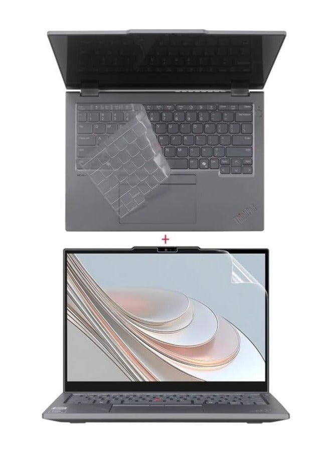 عام متوافق مع لاب توب Lenovo ThinkPad S2 2-in-1 الجيل العاشر (2025) - غطاء لوحة مفاتيح من سيليكون TPU عالي الشفافية مع واقي شاشة مقاوم للخدوش. - Image 2