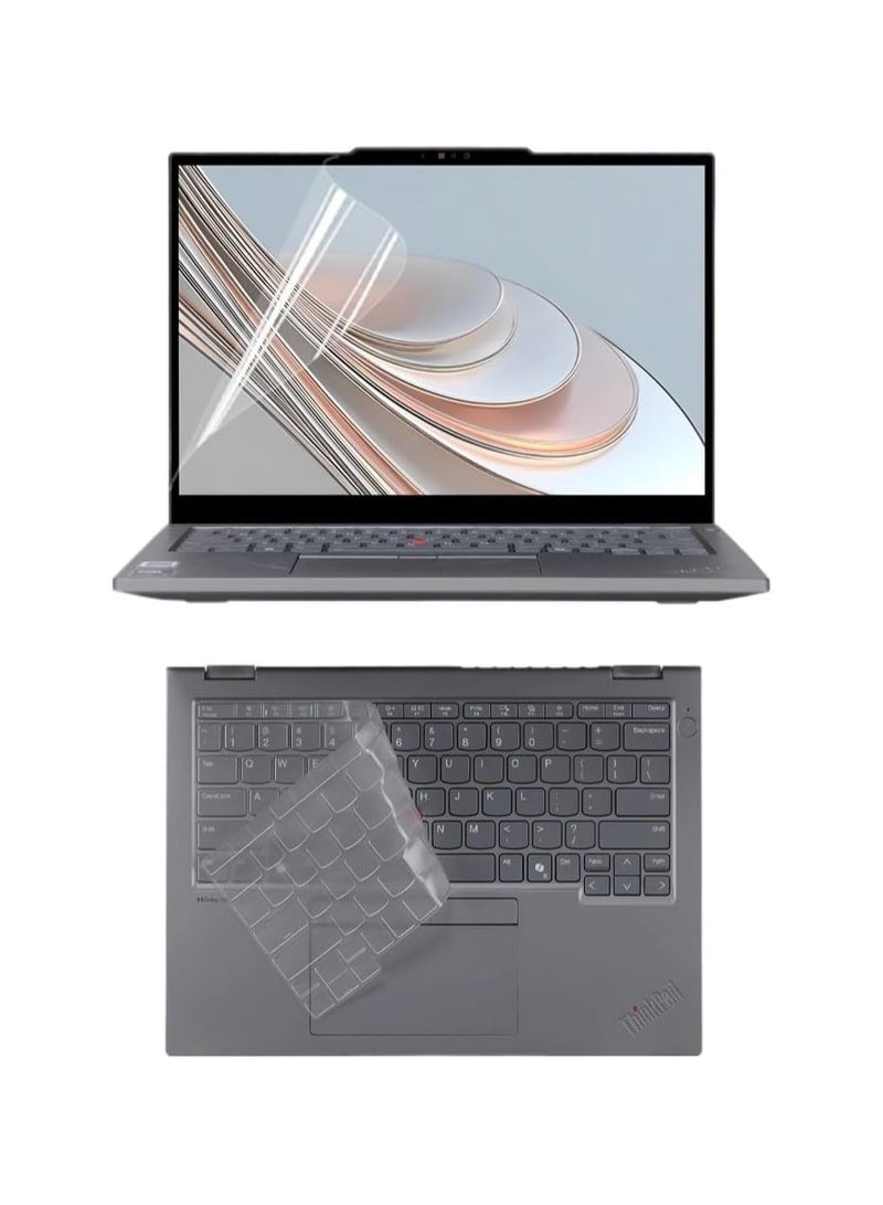 عام متوافق مع لاب توب Lenovo ThinkPad S2 2-in-1 الجيل العاشر (2025) - غطاء لوحة مفاتيح من سيليكون TPU عالي الشفافية مع واقي شاشة مقاوم للخدوش. - Image 1