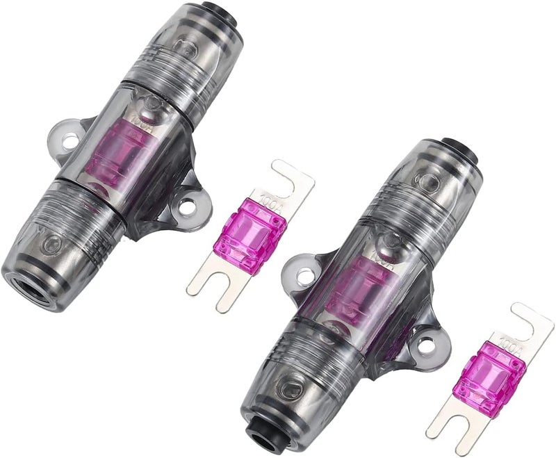 Greluma حزمة تحتوي على 2 حاملات للمفاتيح من نوع 100A، بقياس 6-10 AWG، بتصميم خطي (Inline)، من نوع ANL أو MANL، مع قطعتين من المفاتيح من نوع 100A لكل حامل. - Image 1